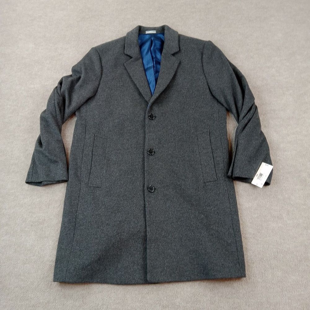 Michael Kors Madison Overcoat Jacket Mens‎ 40S Gray Button Coat Lined Wool Blend